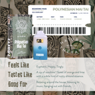 A display for deVINE Destinations Live Resin THC Disposable by DeVINE Wellness showcases a tropical box and pen, with text highlighting euphoric, happy effects, zesty orange-lime flavors, and travel-inspired vaping perfect for relaxation or music.