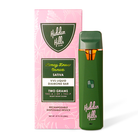 A green Hidden Hills Liquid Diamonds Disposable vape pen is shown with its bright box, labeled Slimey Snow Conez Sativa, Delta 8, 2 grams, and rechargeable for convenience.