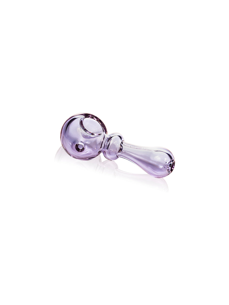 Bauble Spoon Bowl in translucent purple glass with rounded curves and a smooth, ergonomic design.