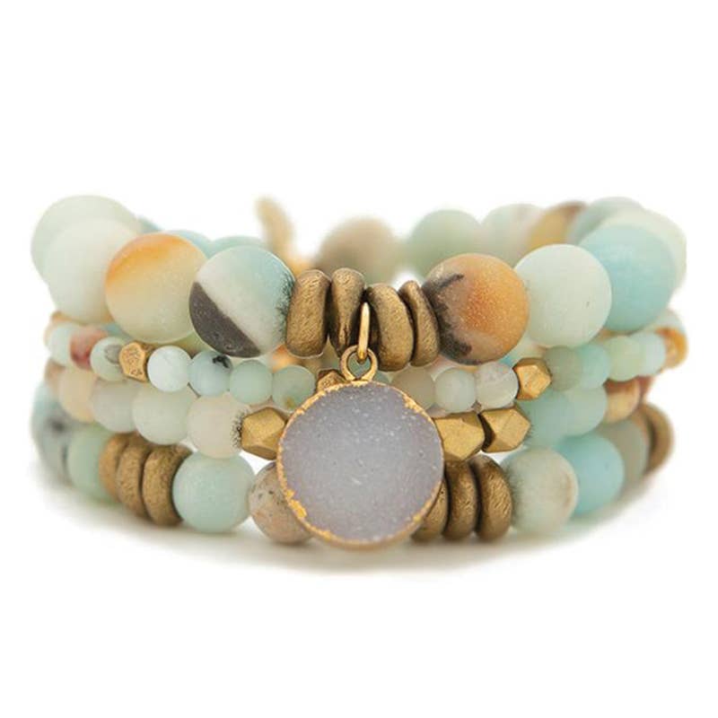 Amazonite Gemstone Stretch Bracelets - devine